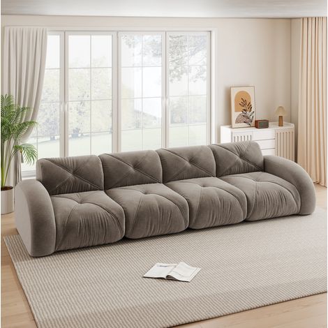 Modulares Chenille-Sofa 358 × 95 × 76 cm in Taupe, ohne Montage – MEUBLIV (1/5)