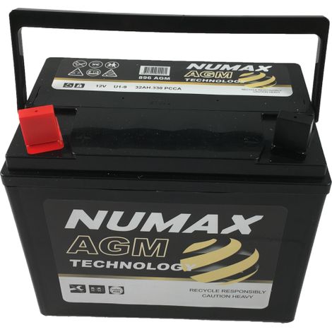 Numax – Batterie de tondeuse motoculture 12V 32Ah – Technologie AGM – CCA 330A – Polarité gauche