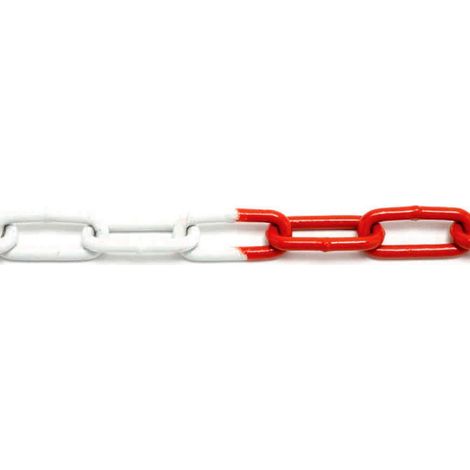 Kettenglieder aus zweifarbigem Stahl rot/weiß, ø 6 mm, DIN 763, Packung mit 30 m