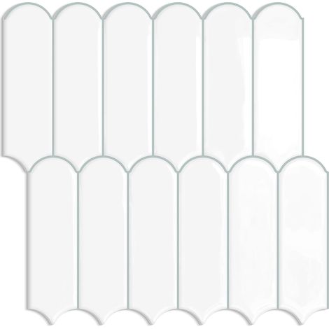 Carrelage Carreaux Adhesif Mural Cuisine Blanc 10 Pièces 3D,épais,Autocollant,Plastique,Salle de Bain,Washbasin,Buanderie,30.5x 30.5 cm (1/5)