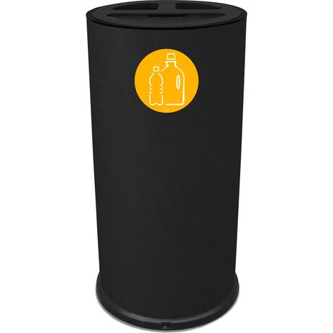 Pattumiera Per Raccolta Differenziata Ø35xh72 cm In Acciaio Verniciato 3 Scomparti Nero (1/2)