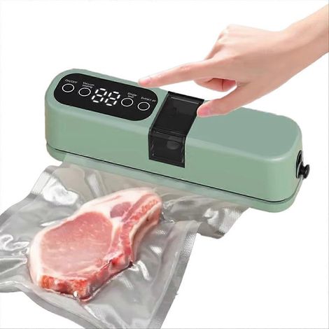 Mini-Akku-Vakuumiergerät, tragbar und für den Heimgebrauch geeignet, für kleine Lebensmittel- und Kunststoffverpackungen (grün). (1/5)