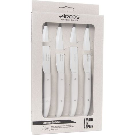 Set di 4 pezzi di coltello da taglio colorato in microperla bianco microperla