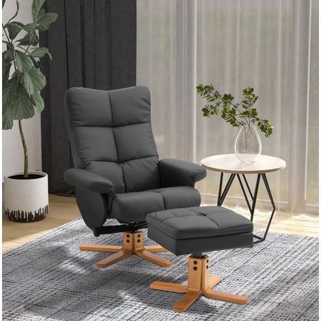 Fauteuil relax 80x86x99 cm noir – inclinable à 145°, avec repose-pieds (1/5)