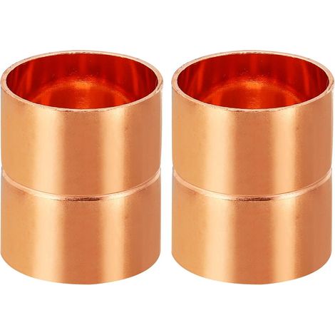2pcs Manchons à Souder en Cuivre, 28.6mm Raccords de Couplage Tuyau, Raccord de Tuyauterie Droit pour Raccordements Plomberie HVAC Climatisation Chauffage Réseaux, Épaisseur 1mm (1/5)