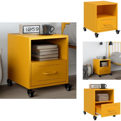 Table de chevet jaune moutarde 36x39x43,5 cm acier - Armoire De Chevet - Armoires De Chevet - Armoire - Table De Chevet (1/5)