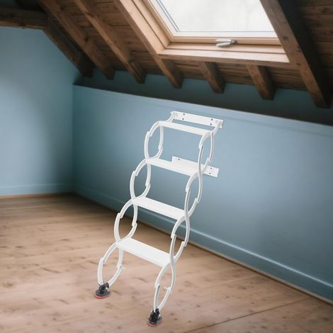 Dachbodentreppe, 4 Stufen Wandmontierte Ausziehbare Klapptreppe, Wandmontierte Dachbodenleiter, rutschfesten Stufen Loftleiter, Teleskop-Stufenleitern, Tragkraft 200 kg (1/5)
