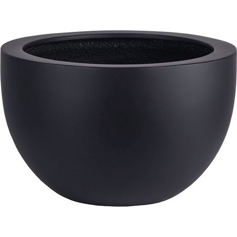 Jardinière Louisiana en Fiberstone Noir, Pot de Fleurs Large Ouverture Intérieur et Extérieur - PANGIVO (1/3)