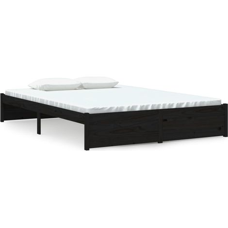 Maison Exclusive - Cadre de lit sans matelas noir bois massif 140x190 cm