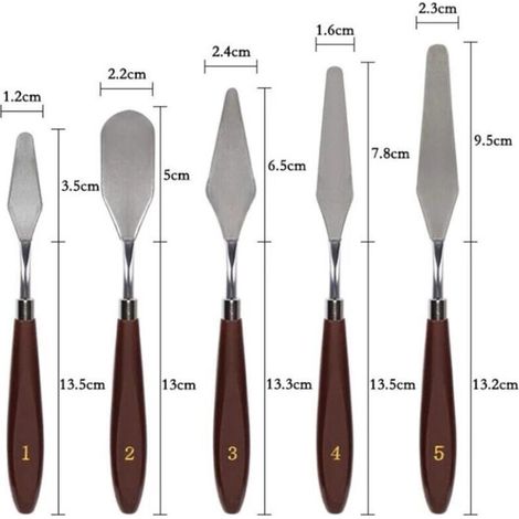 Lot de 5 spatules à gâteau en acier inoxydable pour glaçage, pâtisserie, mélange, peinture à l'huile, décoration, crème, toner (1/3)