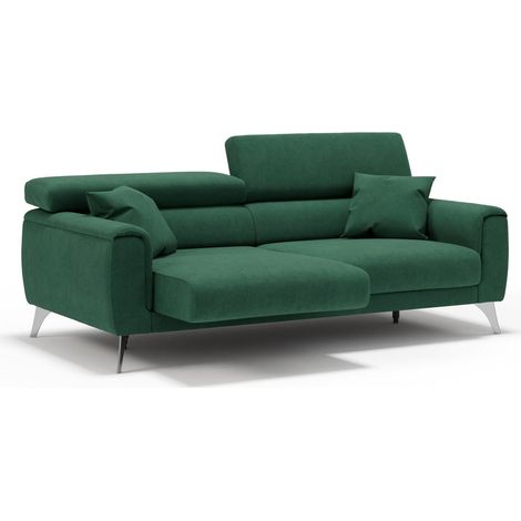 Caravaggio Sofa mit verschiebbaren Sitzen aus wasserfestem, weichem Stoff T02 169 cm Grun