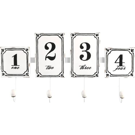 Appendino in metallo 4 posti bianco con numeri cm 46x23x6,5
