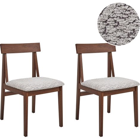 Conjunto de 2 sillas de comedor asiento de bouclé poliéster estructura de madera oscura gris Isle (1/5)