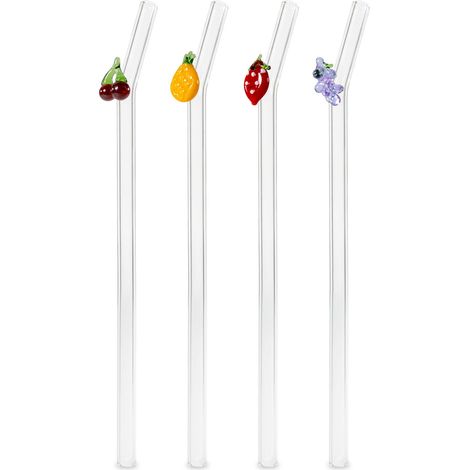 WD LifeStyle Set 4 Cannucce in Vetro Scovolino Decoro Frutta (1/4)