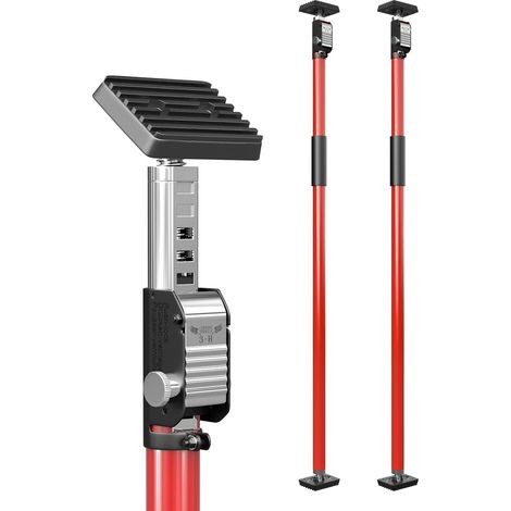 Etai Telescopique Reglable 110-195cm, Tout Acier Épais,Rouge-2pcs Charge Max 50kg, Étai de Soutien Télescopique pour Plaque de Plâtre,Plafond Montage, Cadre de Porte, Armoire (1/5)