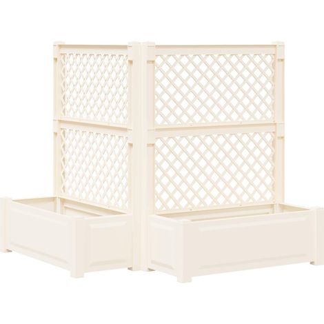 Großer Pflanzer mit Rankgitter 2 pcs Weiß 143 x 143 x 133,5 cm vidaXL
