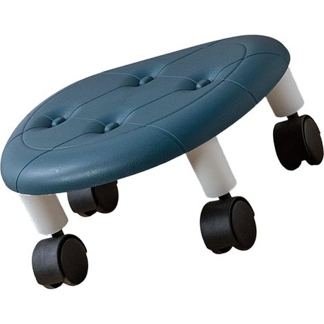 Rolling Stool in PU Leather with Swivel Casters for Living Room, Baby's Room, Compact Mobile Stool Easy to Move, 13.19 x 5.91 x 10.24 Inches (1/5)