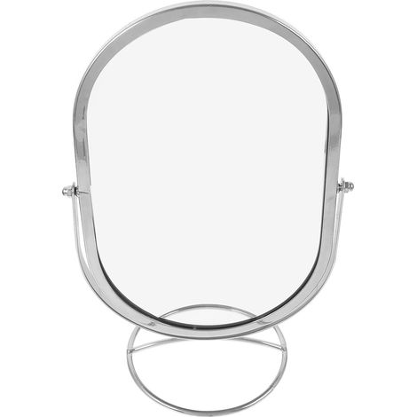 Miroir de coiffeuse pivotant en métal, forme ovale, miroir de maquillage de bureau pour femme, pour chambre, salle de bain ou bureau, argenté (1/5)