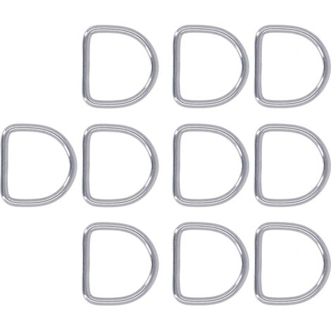 Packung mit 10 nahtlosen D-Ringen aus Edelstahl mit Ösen, für Boote, 40 x 37 x 5 mm / 1,57 x 1,46 x 0,2 Zoll (1/5)