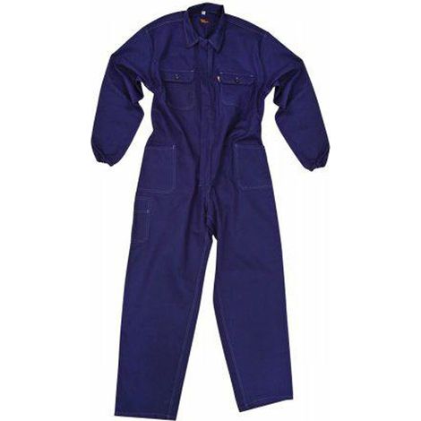 Tuta da lavoro Oeko-Tex multitasche in cotone con cerniera colore blu tg 48 per meccanico elettricista Blu 48