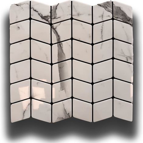 Piastrelle 3D Autoadesive in PET acustiche e isolanti 30x30cm (4mm spessore) CHEVRON CARRARA