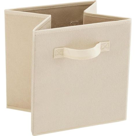 Faltbare Aufbewahrungsbox aus beigefarbenem Stoff, 27 cm breit x 27 cm lang x 28 cm hoch, ohne Deckel, Schubladentyp, 1 Stück (1/4)