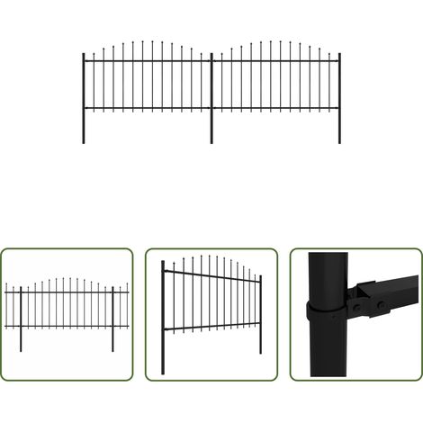 vidaXL Gartenabgrenzung - Gartenzaun mit Speerspitze Stahl 359 x 150 cm Schwarz (1/5)
