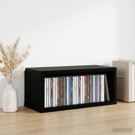 vidaXL CD Storage Rack Black Oak 40 x 17 x 17 cm Engineered Wood (1/5)