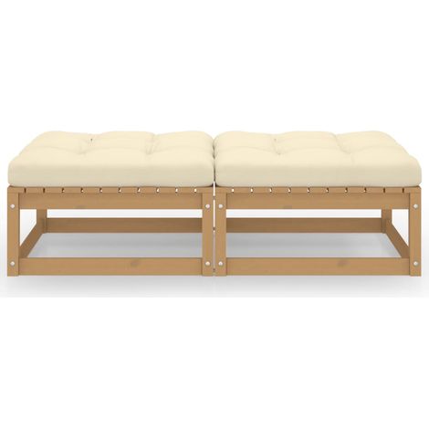 Maison Exclusive - Garten-Fußhocker mit Kissen 2 Stk. Massivholz