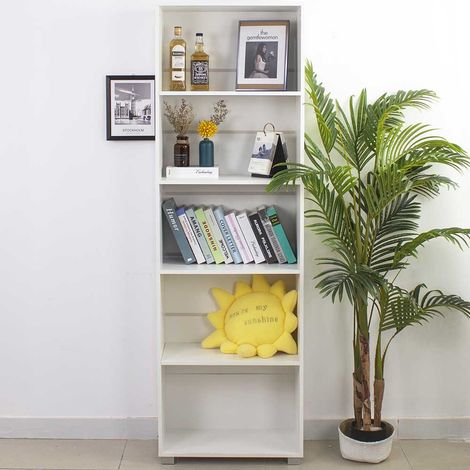 Libreria Armadio Scaffale Con 5 Ripiani Design Moderno Libri Casa Ufficio Bianco (1/5)