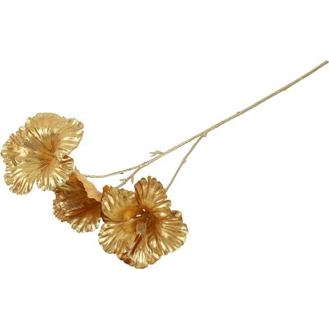 DECOSTAR, DECORAZIONE NATALIZIA, RAMO IBISCO, COLORE ORO, H63CM, NATALE, DECORAZIONI NATALIZIE