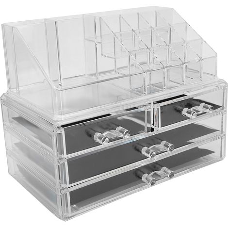 Boîte de rangement pour maquillage, cosmétiques, bijoux et épingles à cheveux avec 3 tiroirs (1/5)