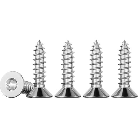 Vis Torx Inox 3x16 Tete Fraisee Bois En Acier Inoxydable A2 V2A 50 Pièces Autotaraudeuses Entièrement Fileté Vise Clous, Vise Et Fixations, TX10 (1/5)