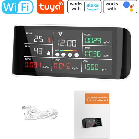 Irovami Détecteur CO2 portable Tuya – USB, thermohygromètre – Idéal pour maison, bureau, qualité air (1/5)
