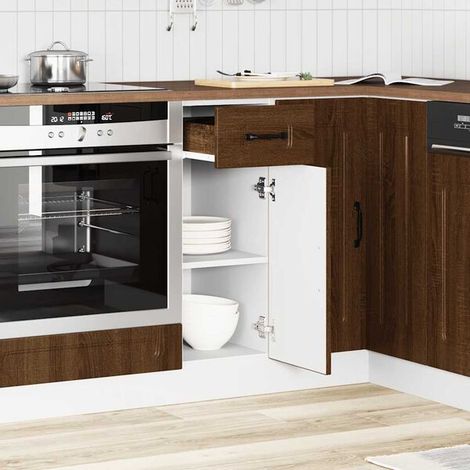 Meubles de Cuisine Porto en Bois d'Ingénierie, Couleur Chêne Marron (1/5)