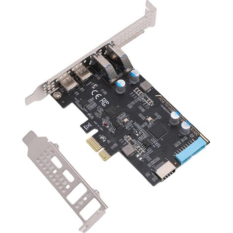Carte PCIe vers USB 3.2 Gen 1, Carte D'extension USB 10 Gbit/s 2 Ports de Type C et 2 Ports de Type A, Interfaces USB de Type E et 19 Broches pour PC de Bureau, pour Wins Linux (1/5)