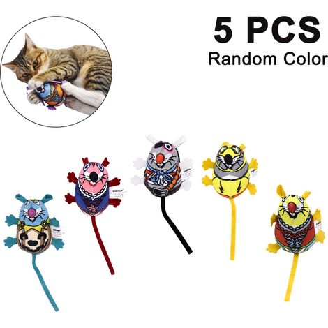Lot de 5 jouets à mâcher pour chat, en peluche interactive, pour chatons et chatons. Idéal pour mâcher, ronger et nettoyer les griffes et les dents de votre chat. (1/4)