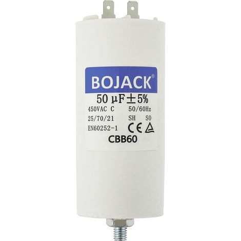 CBB60 50uF 450V Condensateur de Démarrage moteur de Moteur pour Pompe de Piscine 50µF 450 Volt 50x106MM Connecteur M8 50/60Hz (1/5)