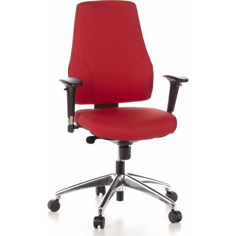 Bürostuhl / Drehstuhl PRO-TEC 200 Stoff rot Alu poliert hjh OFFICE (1/5)