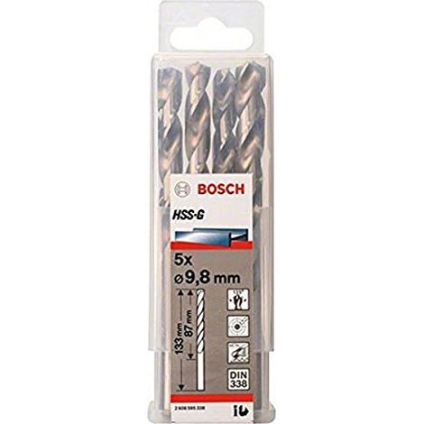 PRO Metal HSS-G Trapano a spirale, 9,8 x 87 x 133 mm, set da 5 pezzi