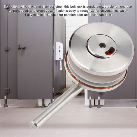 Verrou rotatif pour porte de toilettes avec indicateur libre/occupé, quincaillerie de salle de bain, loquet de confidentialité, acier inoxydable, argent, 1 pièce (1/5)