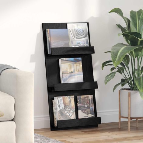 Magazinregal mit Regal Schwarz Eichen-Optik 51 x 11 x 102 cm