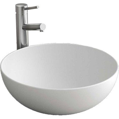 Vasque à poser ALTIRO - Diamètre: 39 cm - Hauteur: 14,5 cm - Couleur : blanc mat (1/4)