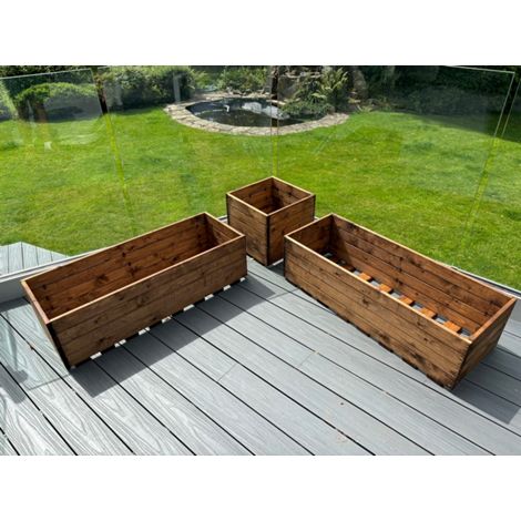 Multi Pack of 3 - Berwick Corner Wooden Planter Set - Fully Assembled