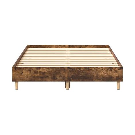 Cadre de lit sans matelas, chêne fumé, 120 × 200 cm, bois stratifié, chêne naturel élégant, meuble de chambre, design contemporain, montage facile (1/5)