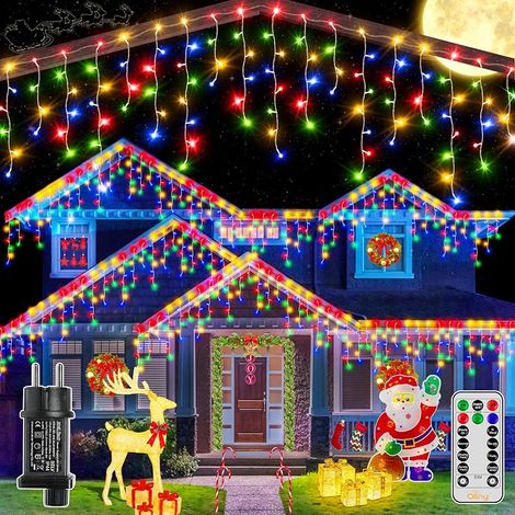 Guirlande Lumineuses Exterieur, 12M 486 LED Météore Pluie Guirlandes Lumineuse, 8 Modes Guirlande Exterieur étanchéité IP44 pour Jardin, Terrasse, Fêtes (Couleur) (1/5)