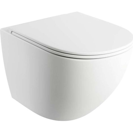 OMNIRES Ottawa - Inodoro suspendido con asiento SoftClose, Rimless, blanco mate OTTAWAMWBM