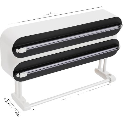 Soporte para rollos de papel de pared, dispensador multifuncional, diseño que ahorra espacio, color negro. (1/2)