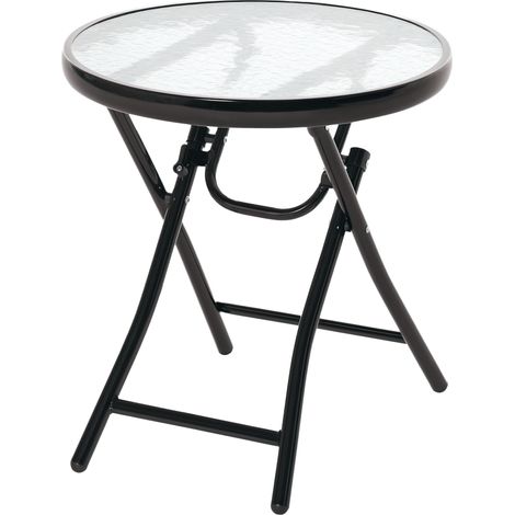 Outsunny Folding Garden Table Round Foldable Table with Safety Buckle Black (1/5)