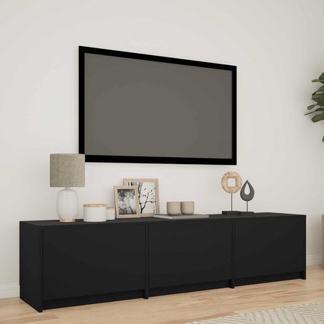 Meuble TV  Banc TV  Armoire TV avec LED Noir 165 x 34 x 40 cm Bois d’ingénierie